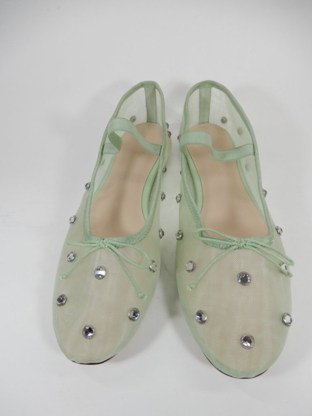 Loeffler Randall Leonie Mary Jane Ballet Flats Size 10 Crystal Mesh Seafoam NEW - Picture 7 of 16